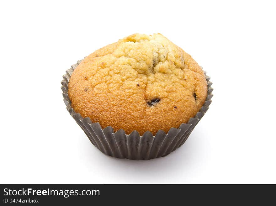 Delicious muffin isolated on white background