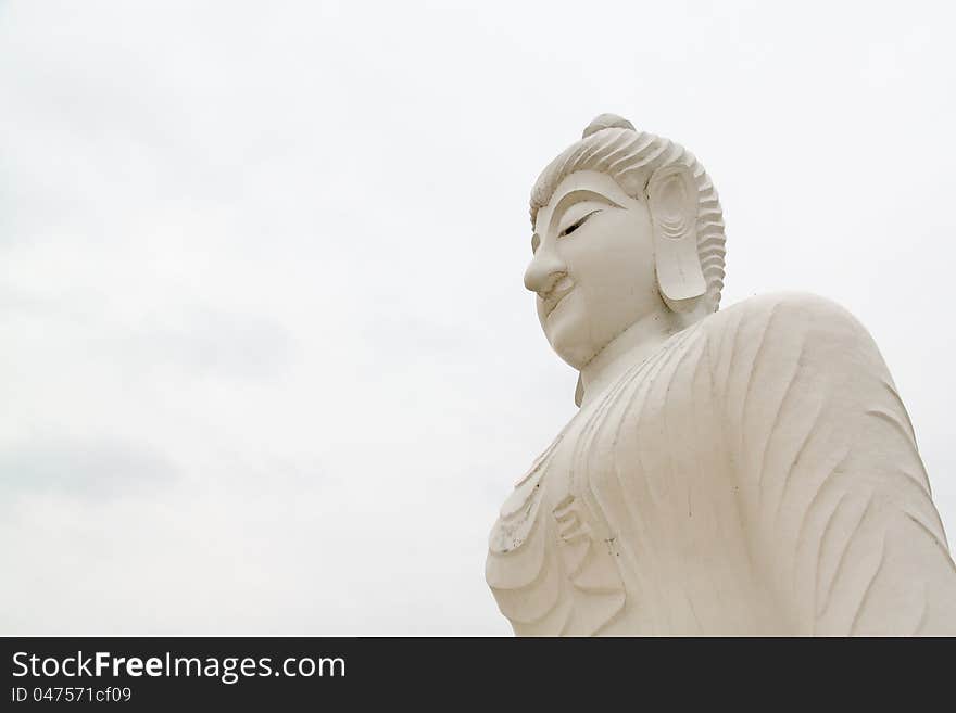 Closeup view of a historic buddha statue