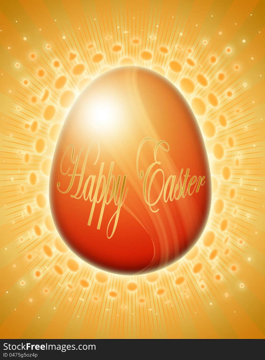 Red shining easter egg card