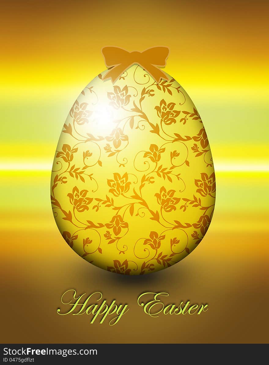 Flower shining easter egg card with gold elements