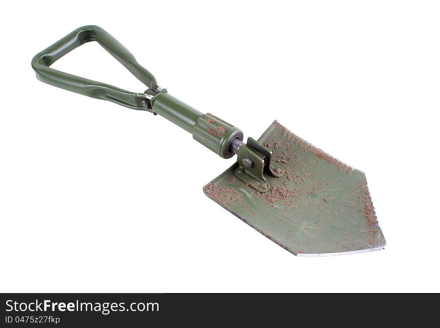 Compact army spade, isolate on white background. Compact army spade, isolate on white background