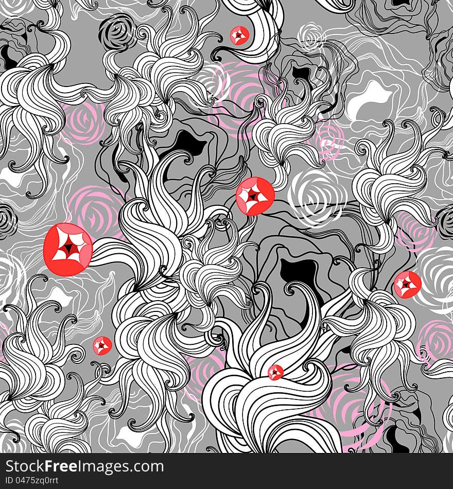 Seamless graphical abstract pattern on a gray background