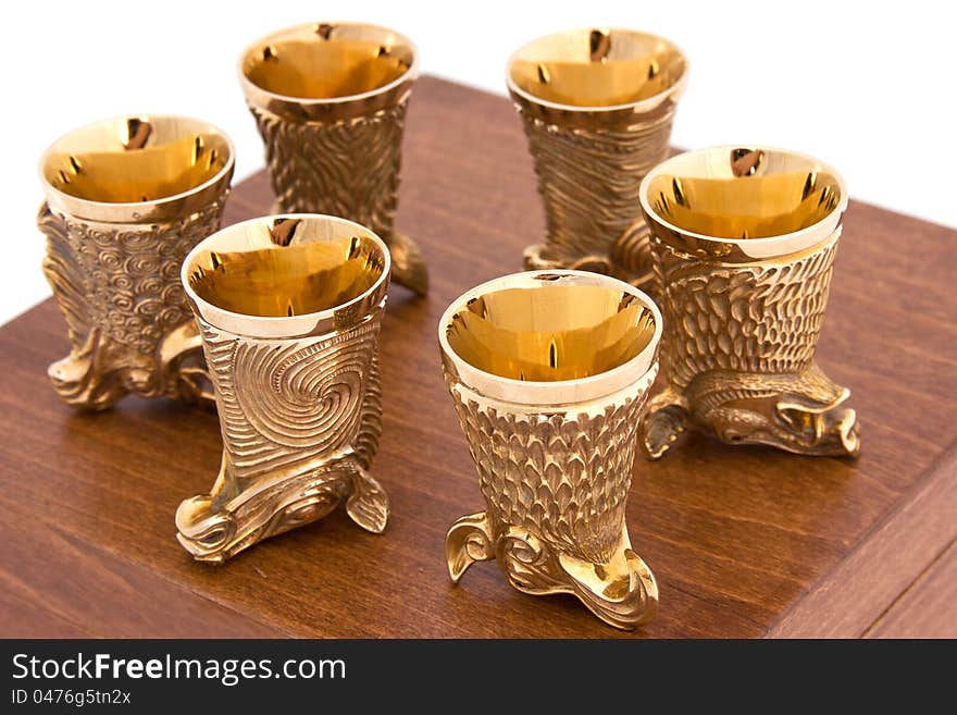 Set of golden glasses