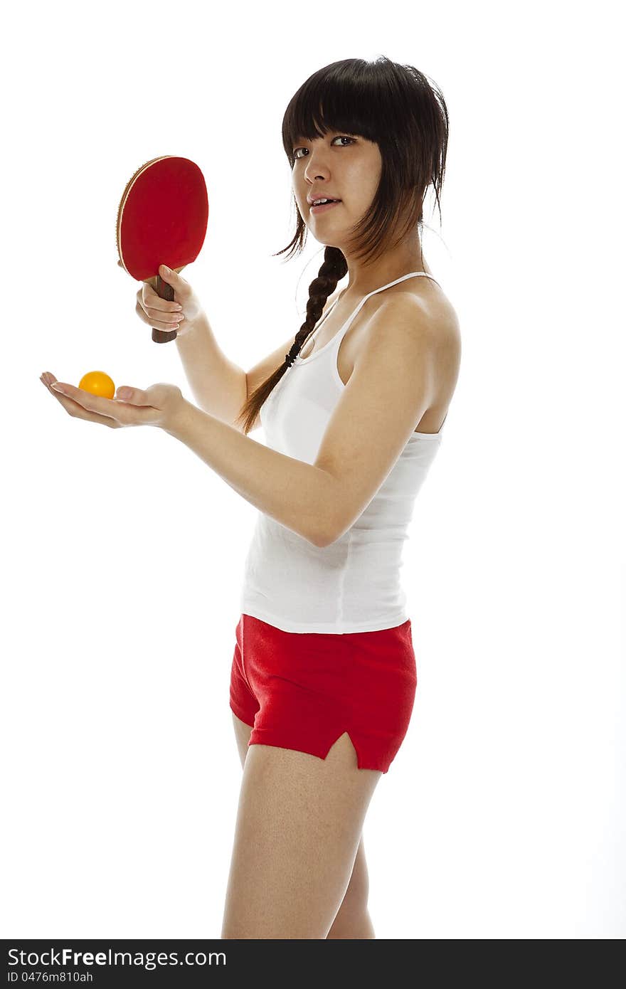 Asian woman with tennis racket isolated on black. Asian woman with tennis racket isolated on black