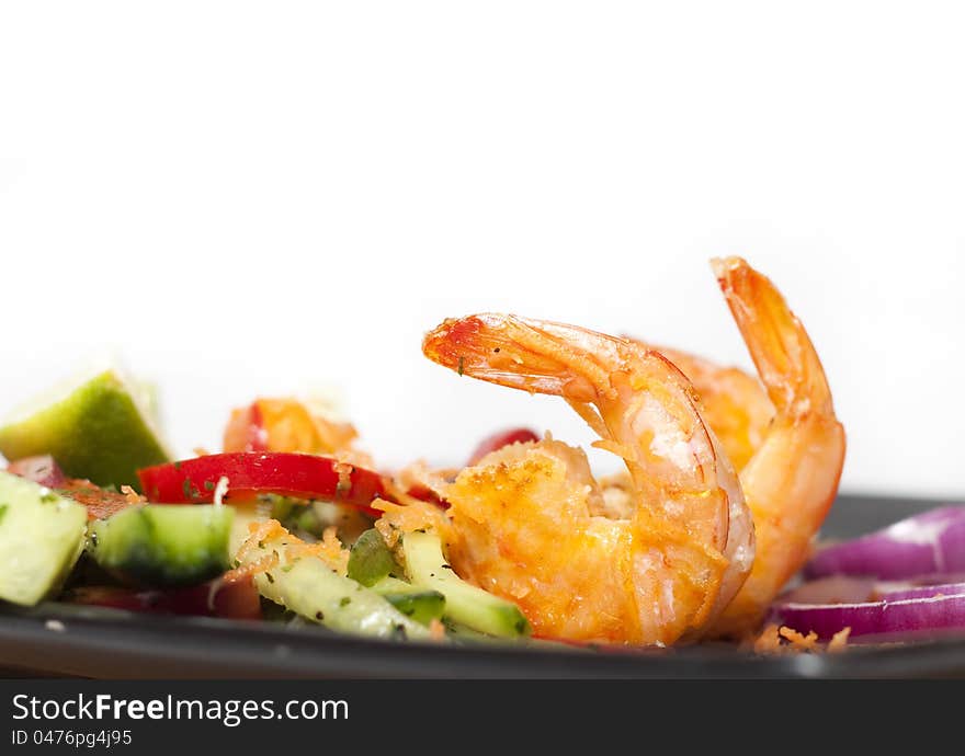 Green salad with shrimps - healthy eating concept