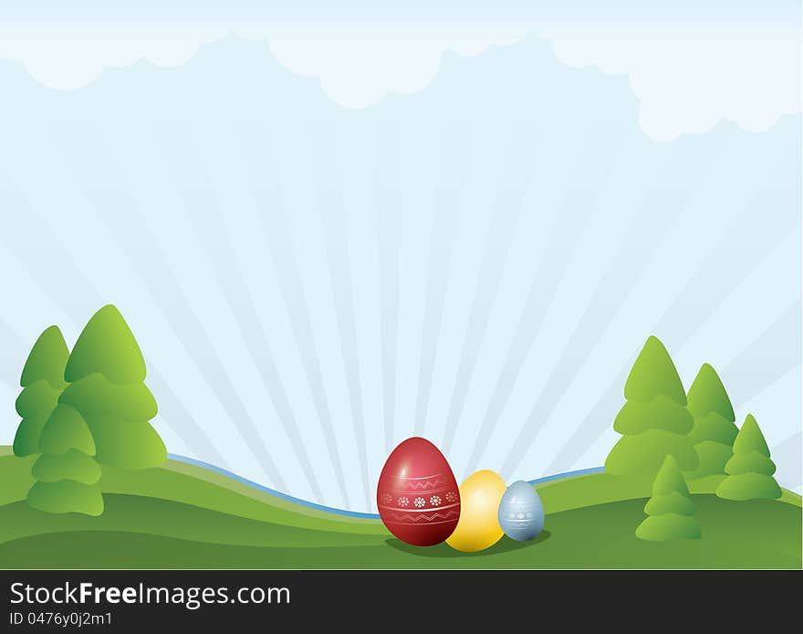 Easter background with color easter eggs