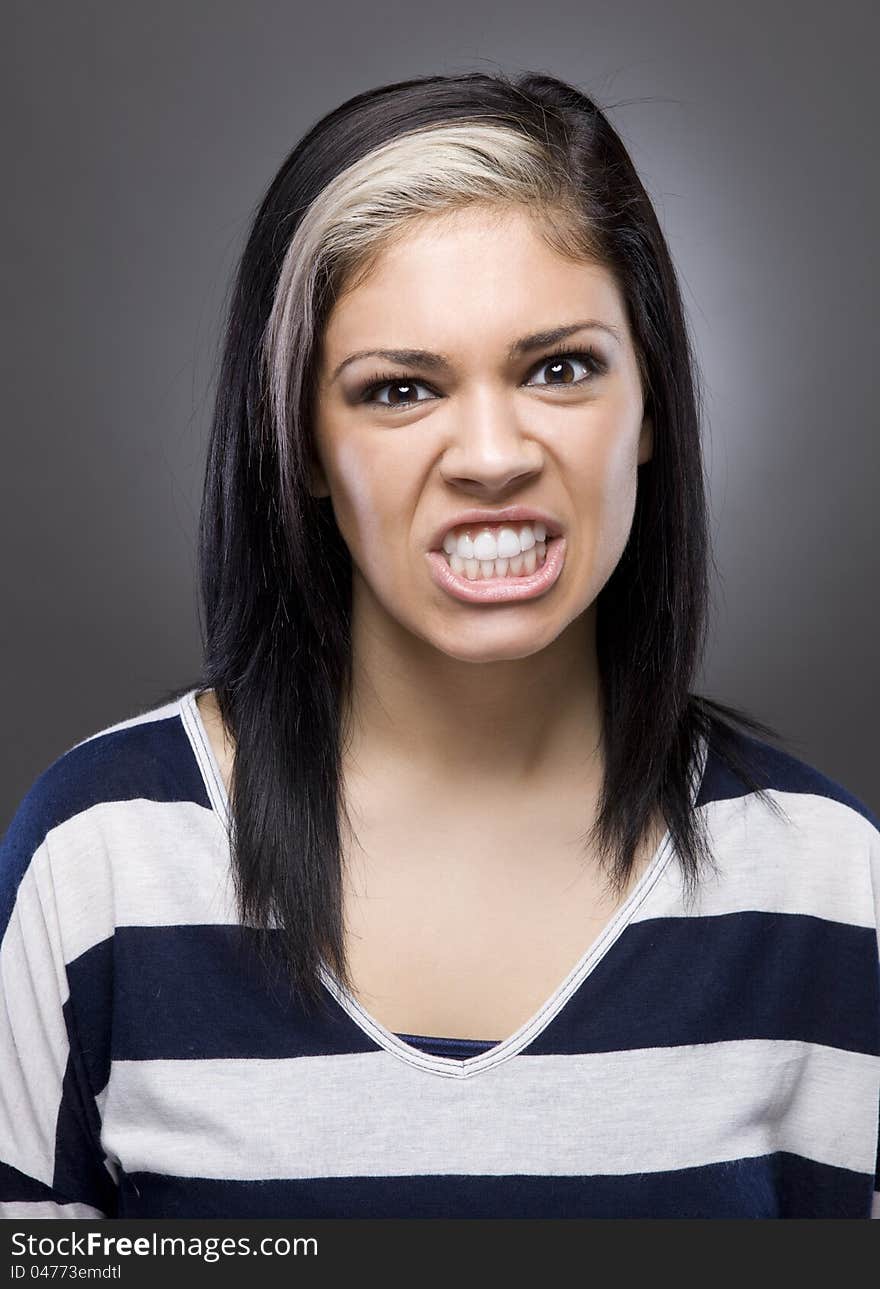 An angry looking caucasian woman. An angry looking caucasian woman