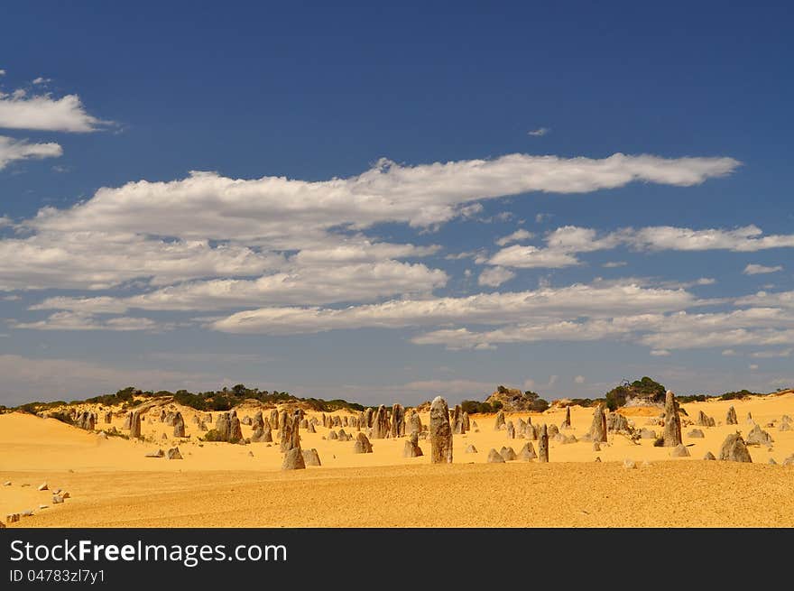 Ancient rock formations called the Pinnacles located in Western Australia. Also a tourist attraction. Ancient rock formations called the Pinnacles located in Western Australia. Also a tourist attraction.