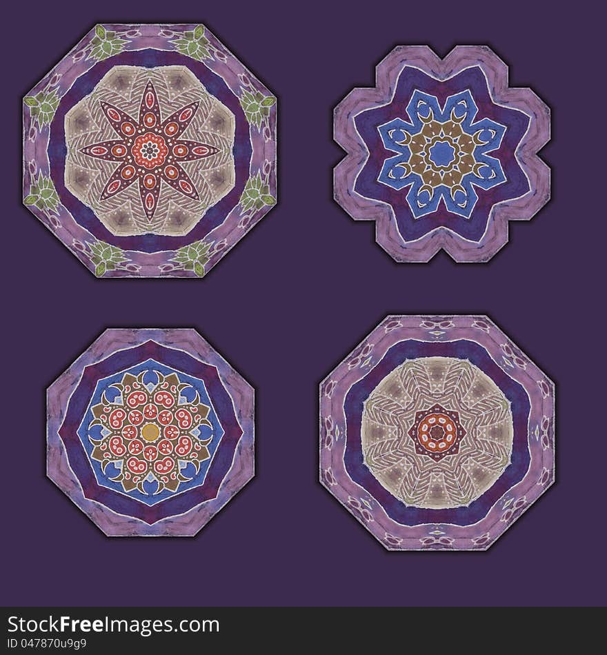 Ornamental patterns on a dark background. Ornamental patterns on a dark background