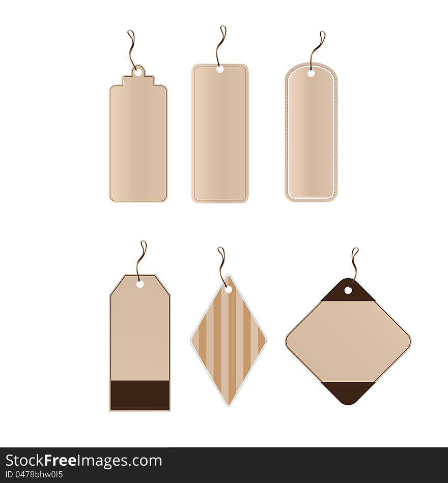 Vector set of 6 tags different shapes. eps8. Vector set of 6 tags different shapes. eps8