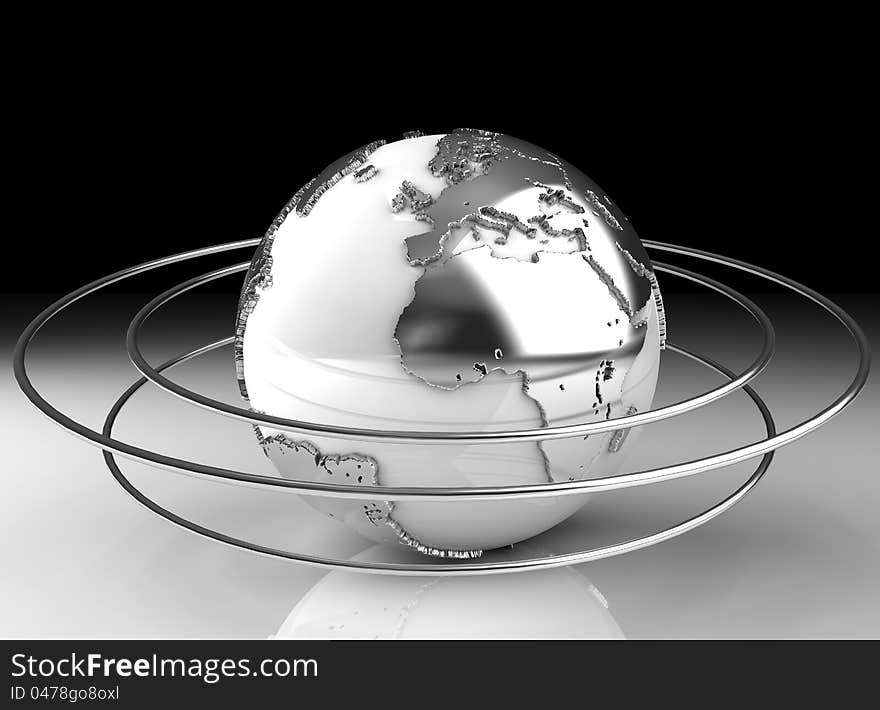 Composition of a the earth globe in free space