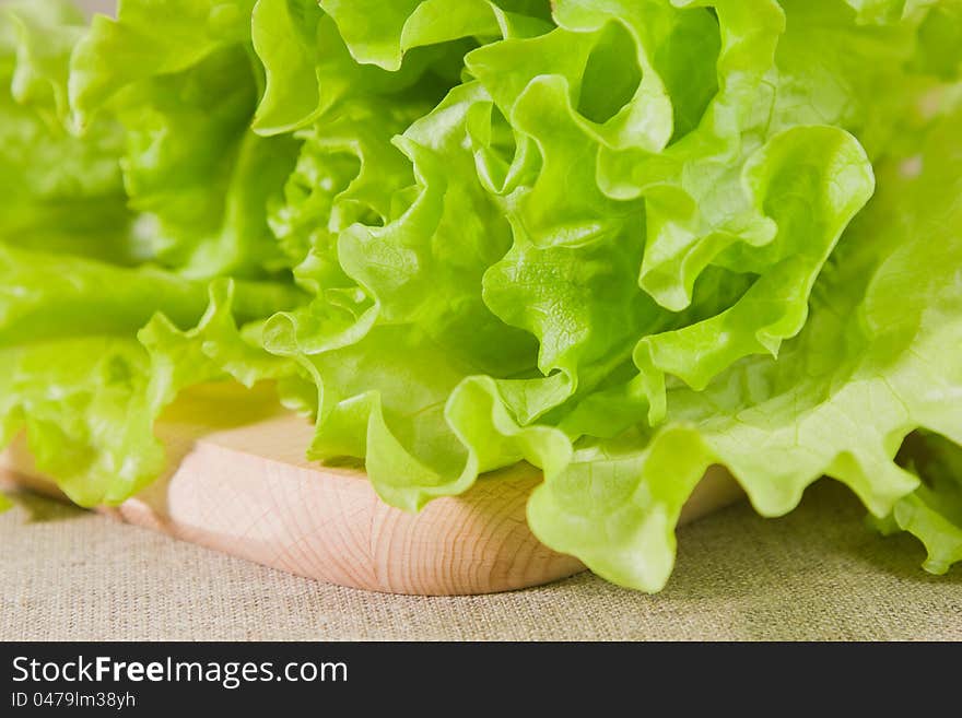 Lettuce on the wooden board. Lettuce on the wooden board