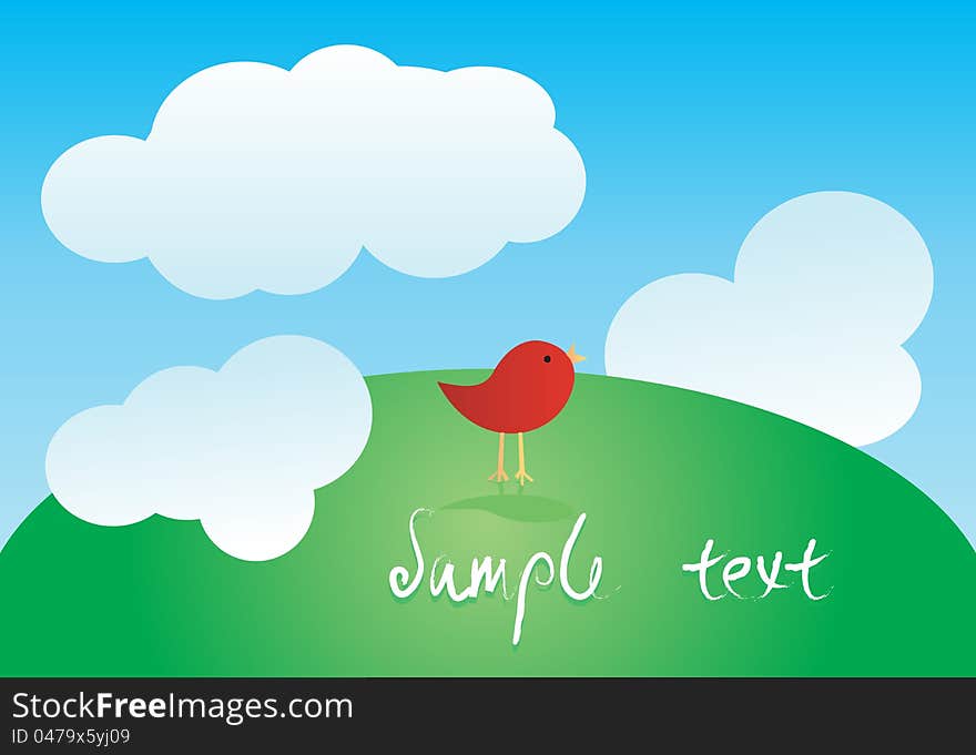 Greeting Card With Cute Bird