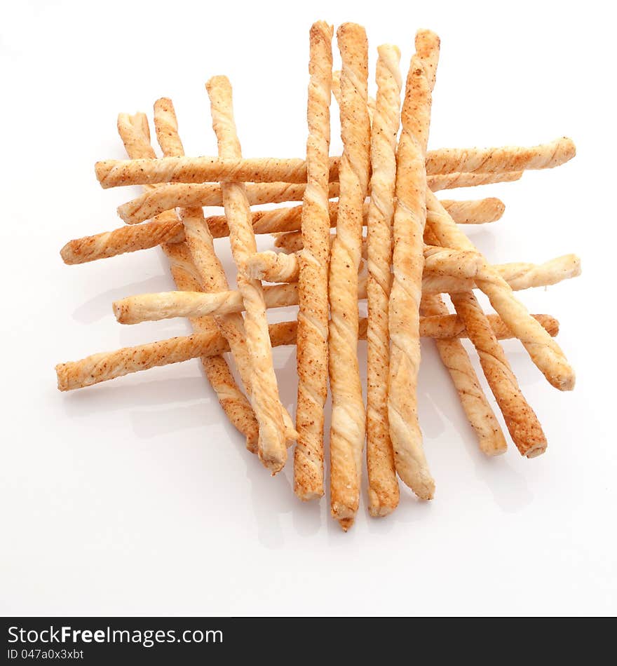 Bread stick in group on white background