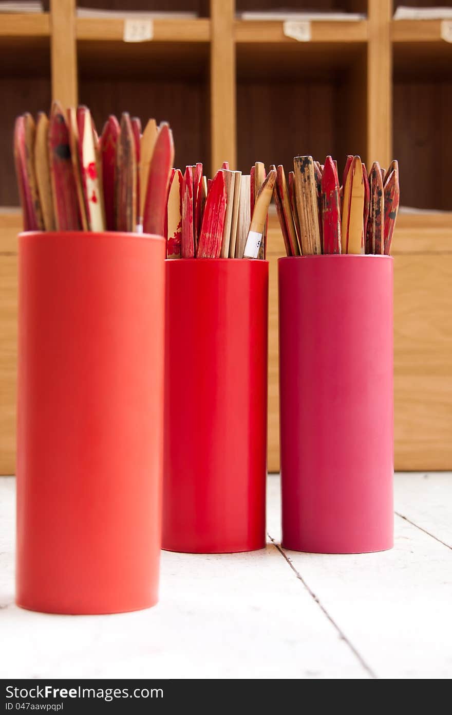 Bamboo cylinder for fortune tell. This is a religious belief that life and love for the other.