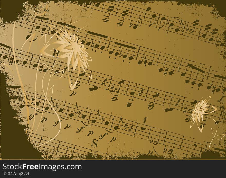 Abstract grunge musical background. Vector