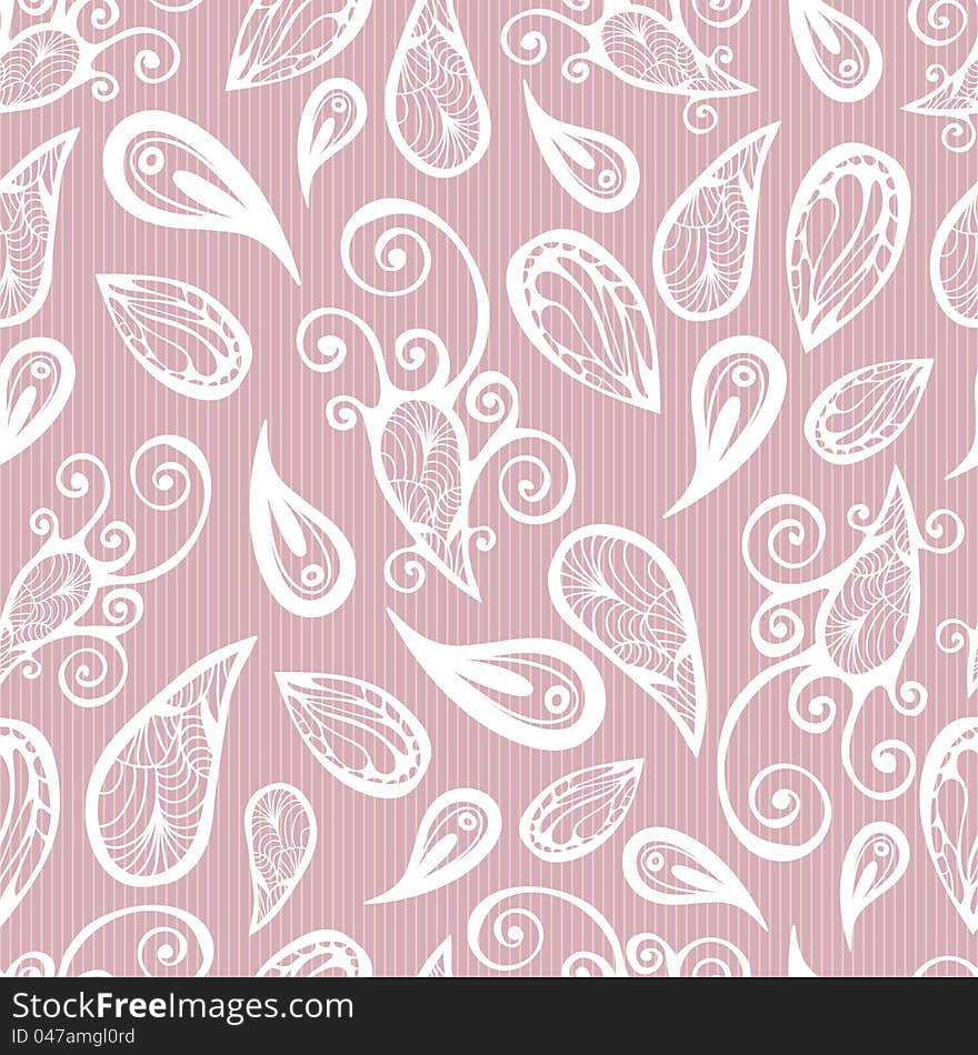 Hand drawn openwork paisley elements vector seamless pattern. Made in light rose and white. Hand drawn openwork paisley elements vector seamless pattern. Made in light rose and white