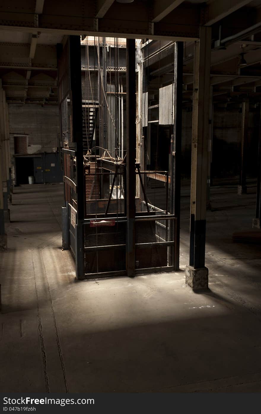 Elevator of abandoned manufacturing facility. Elevator of abandoned manufacturing facility