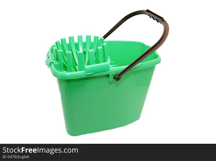 Green water bucket on a white background. Green water bucket on a white background