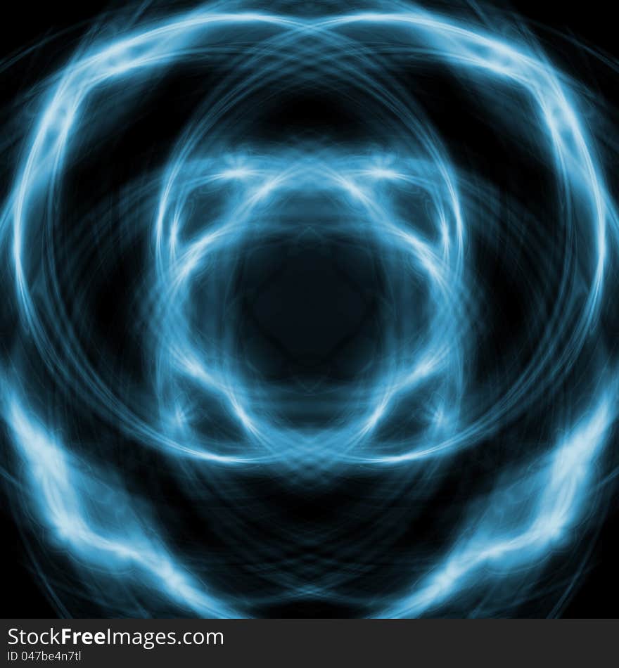 Blue circles on a black background. Blue circles on a black background