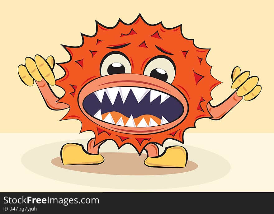 Cartoon funny angry bacillus, vector illustration