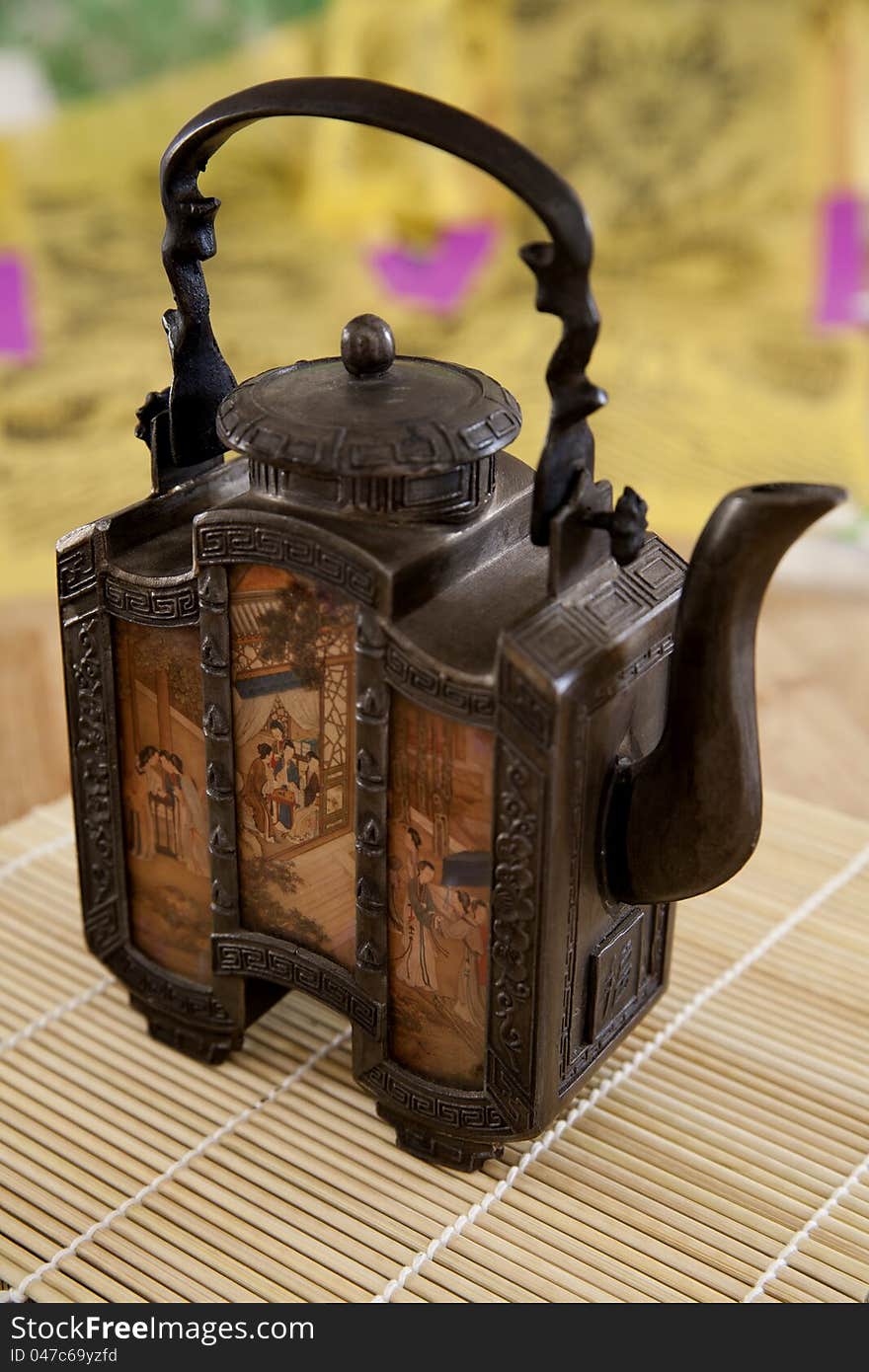 Rustic Metal Asian Teapot