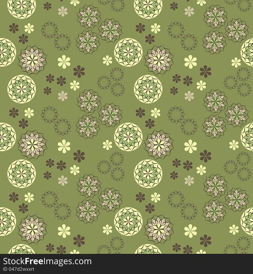 Seamless vector spring pattern with abstract flowers