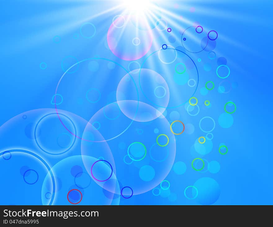 Beautiful sunshine background with colorful circles and bubbles. Beautiful sunshine background with colorful circles and bubbles