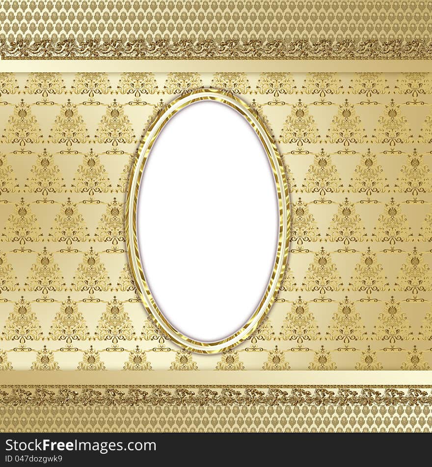 Elegant golden decorative background with a photo space. Elegant golden decorative background with a photo space