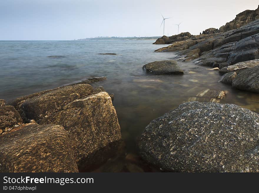 A corner of a beach near Taili harbor, Xingcheng, northeast China. A corner of a beach near Taili harbor, Xingcheng, northeast China.