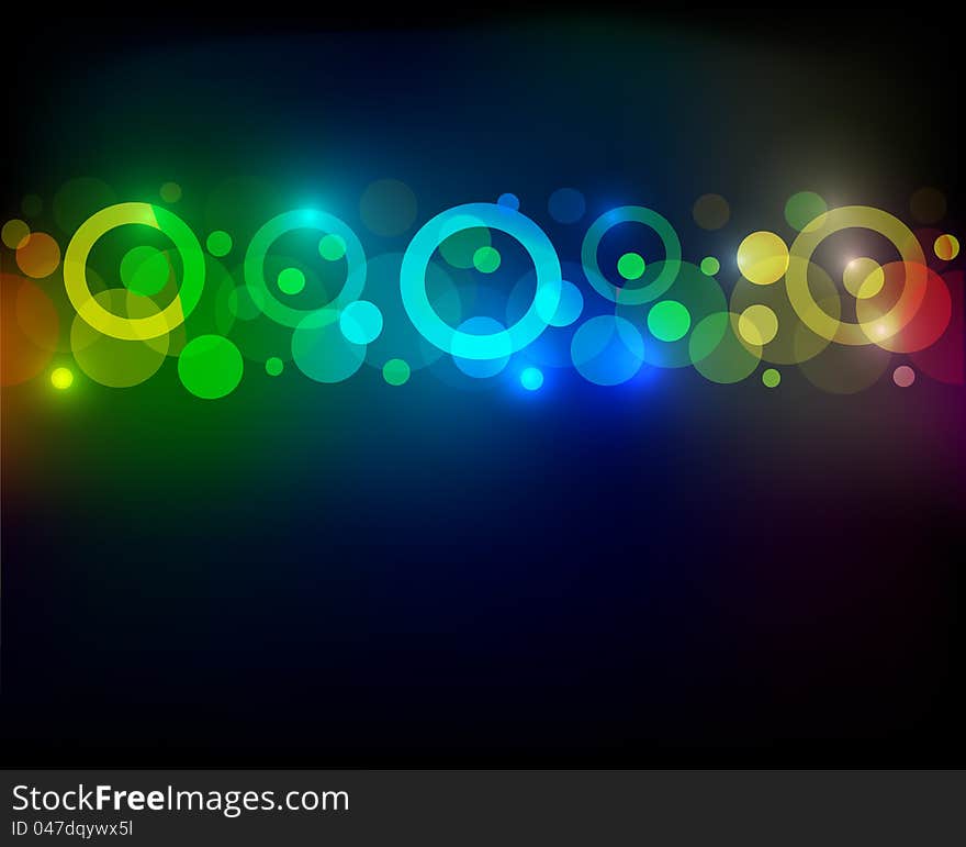 Vector glowing abstract background. Lights on dark. Vector glowing abstract background. Lights on dark