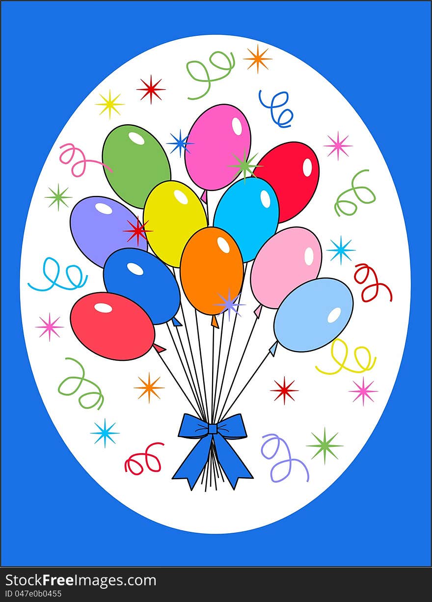 Celebration or invitation card with colorful balloons