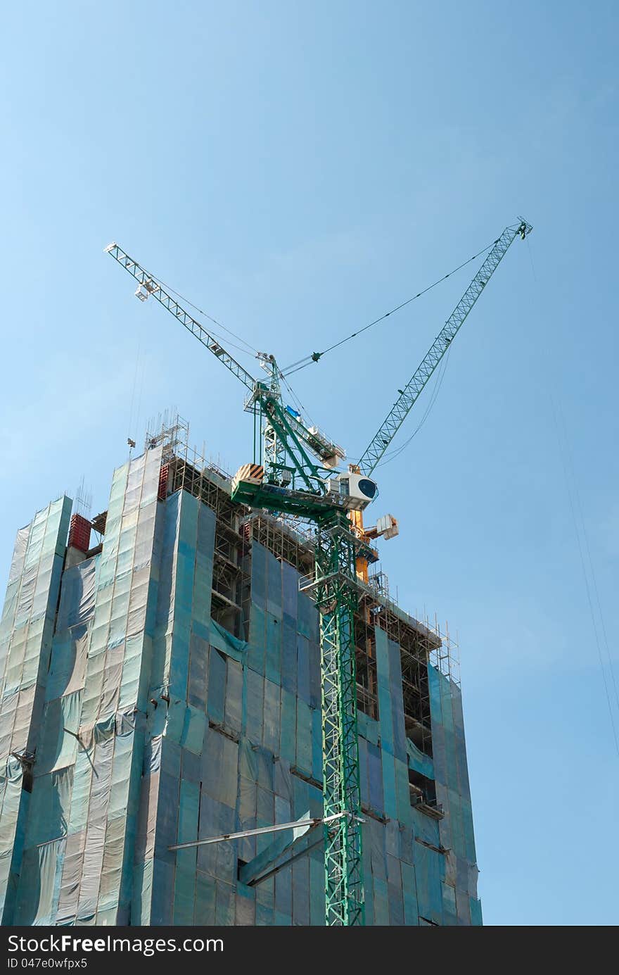 Building construction in sunny day