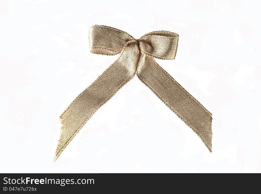 White textile Bow for gift box, isolated on white. White textile Bow for gift box, isolated on white