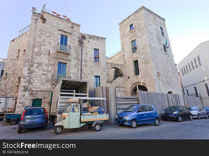 Traditional old stone building in Bari Italy