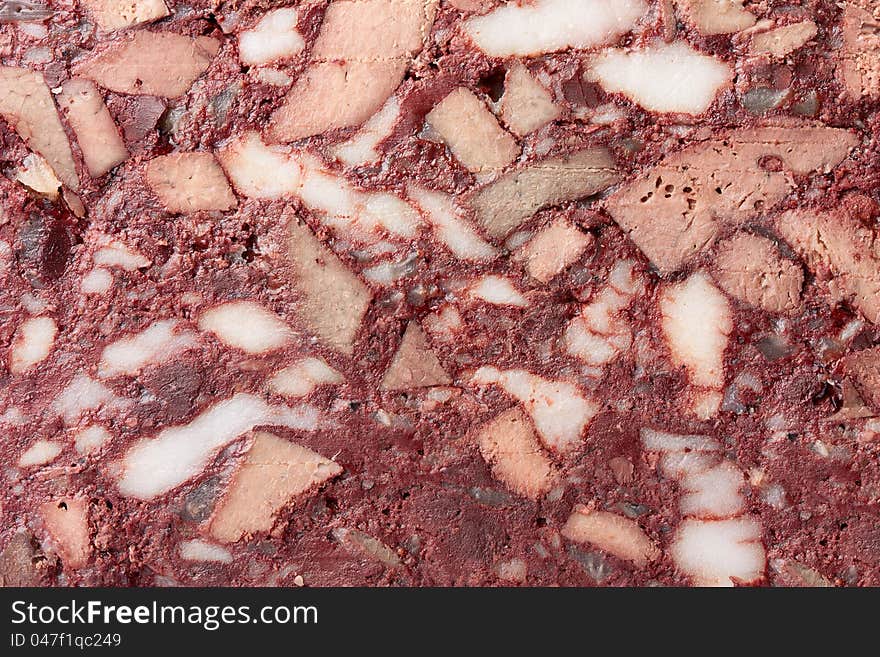 Texture of black pudding closeup