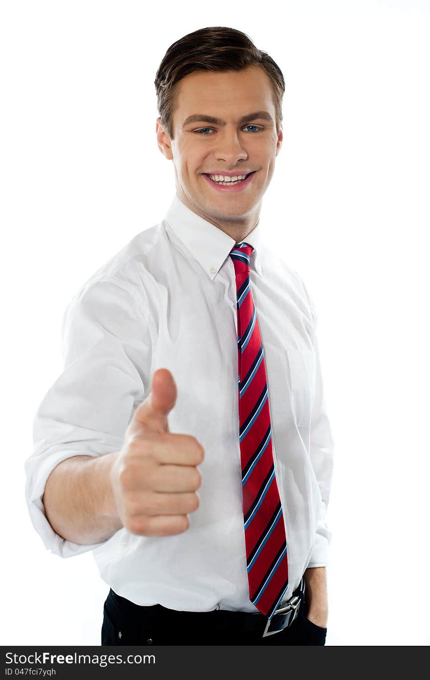 Business Executive With Thumbs Up Gesture