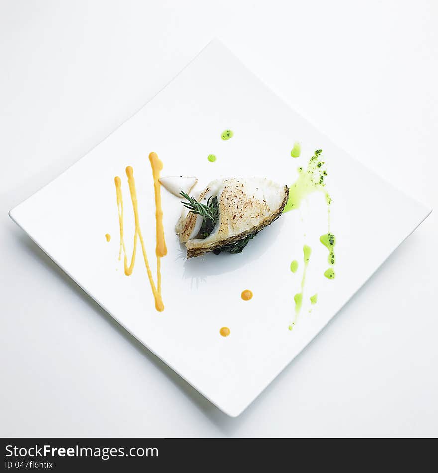 Grilled snow fish steak with steamed spinach recommended fish menu