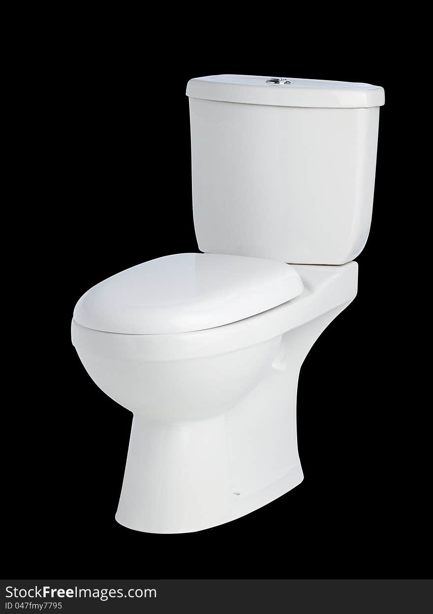 Nice modern ceramic toilet bowl on black background. Nice modern ceramic toilet bowl on black background