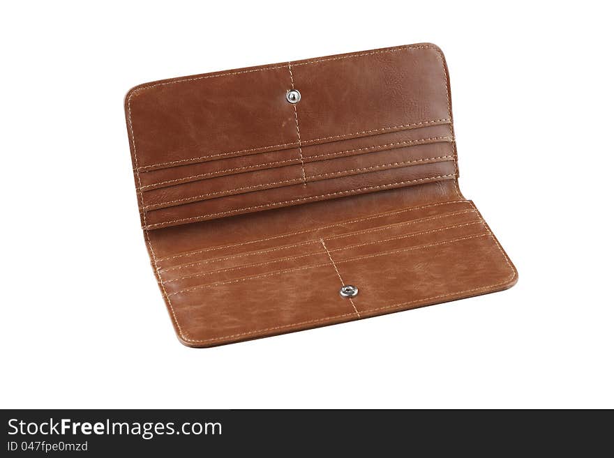 Open woman leather wallet cards cash banknote or your ideas could putting into the image. Open woman leather wallet cards cash banknote or your ideas could putting into the image