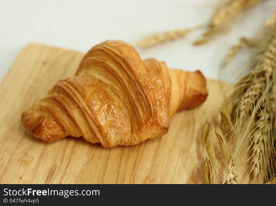 Croissants on wood