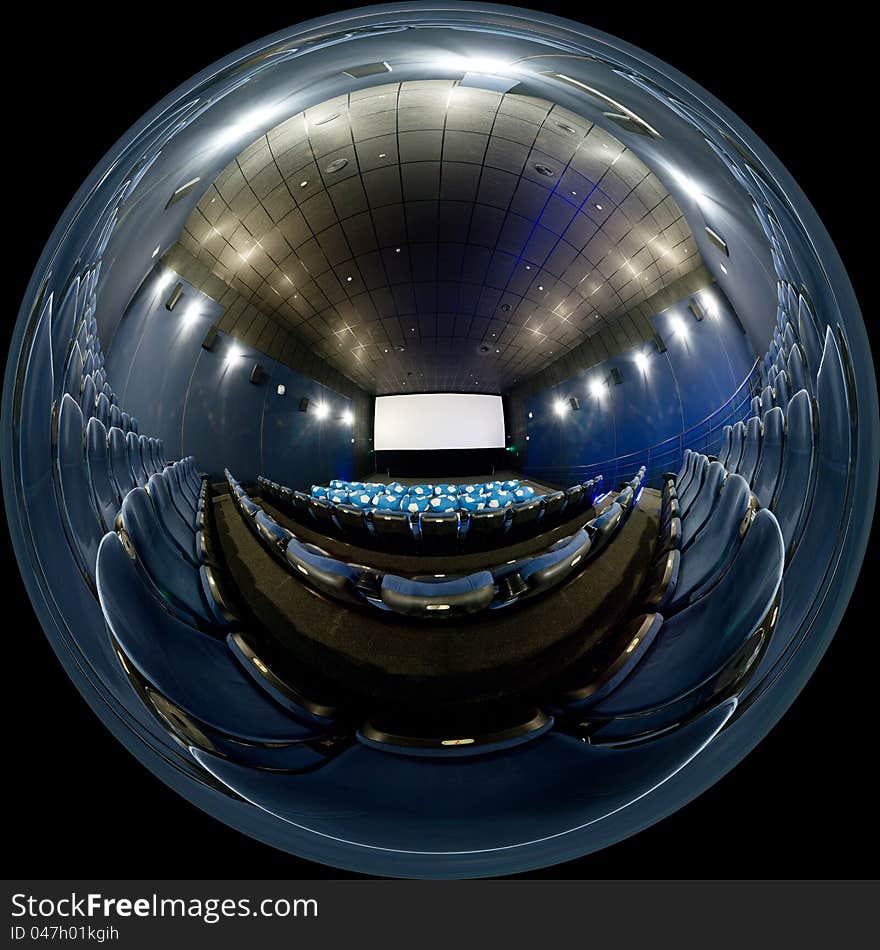 Spherical panorama of cinema hall