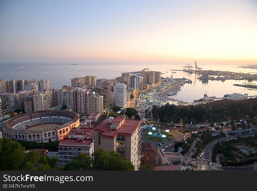 View of Málaga (Spain) from Gibralfaro's castle.