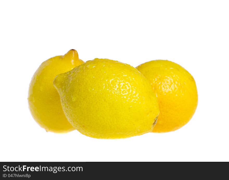 Fresh ripe lemons. Isolated on white background. Fresh ripe lemons. Isolated on white background