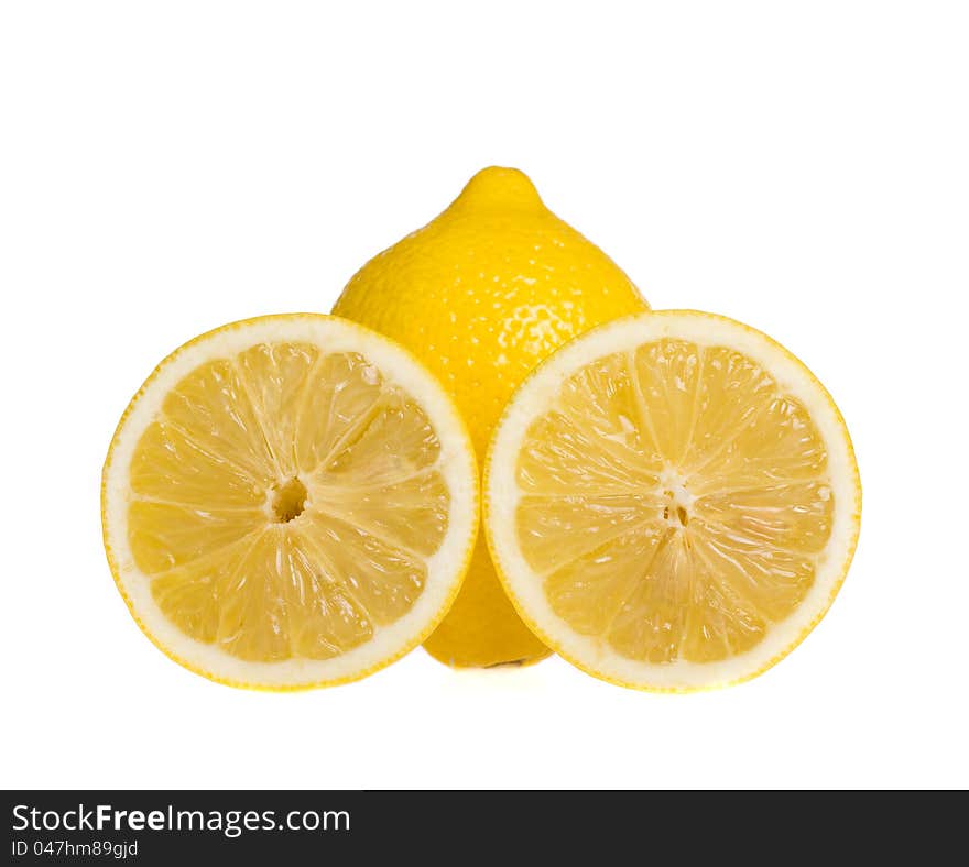 Fresh ripe lemons.  on white background