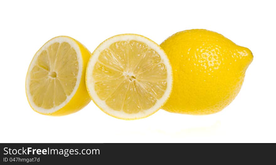 Fresh ripe lemons. Isolated on white background. Fresh ripe lemons. Isolated on white background