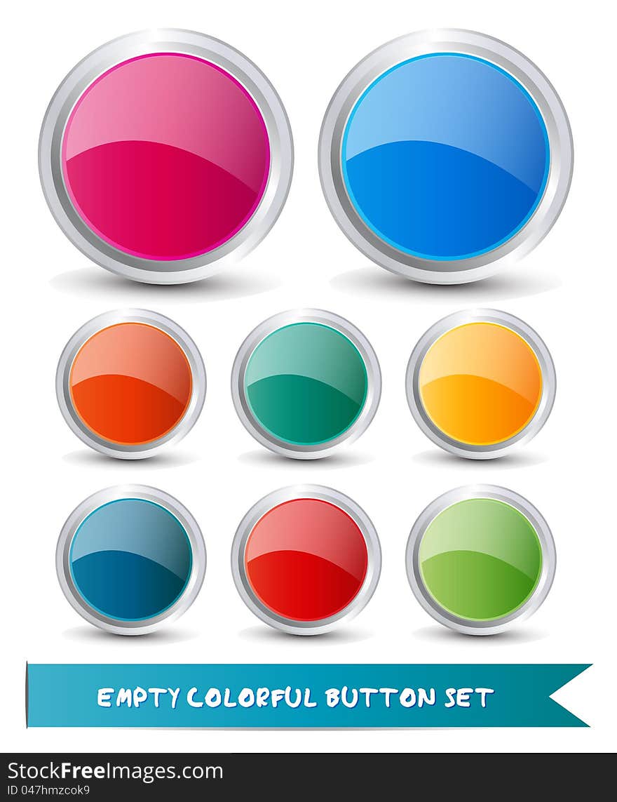 Different colors Web button set on white background