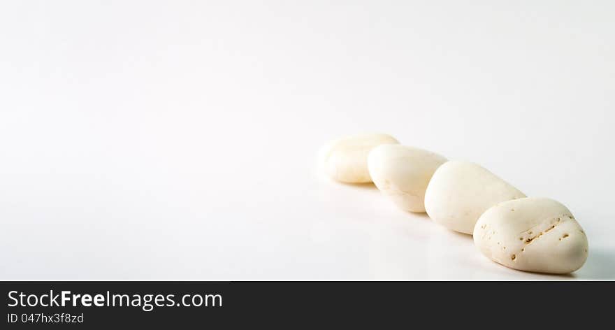 Lined up white stones