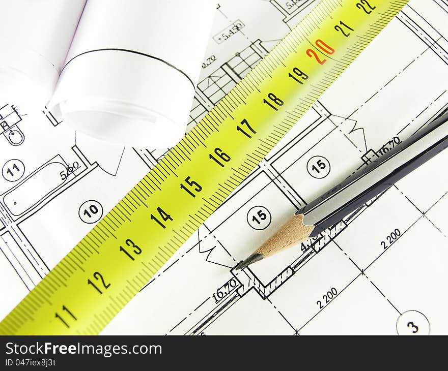 House architecture plan on paper. House architecture plan on paper