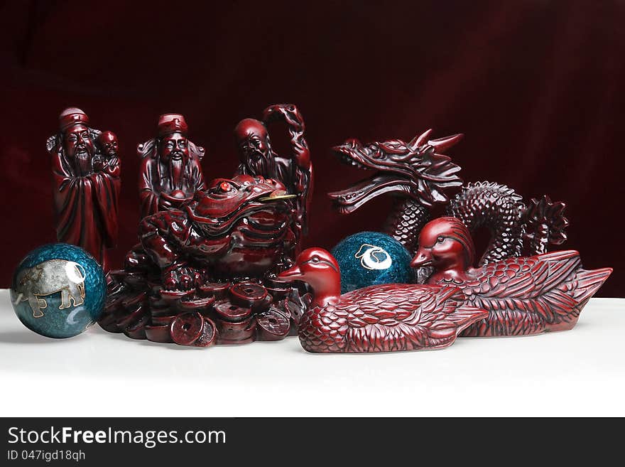 Feng Shui Statues in Red and Black